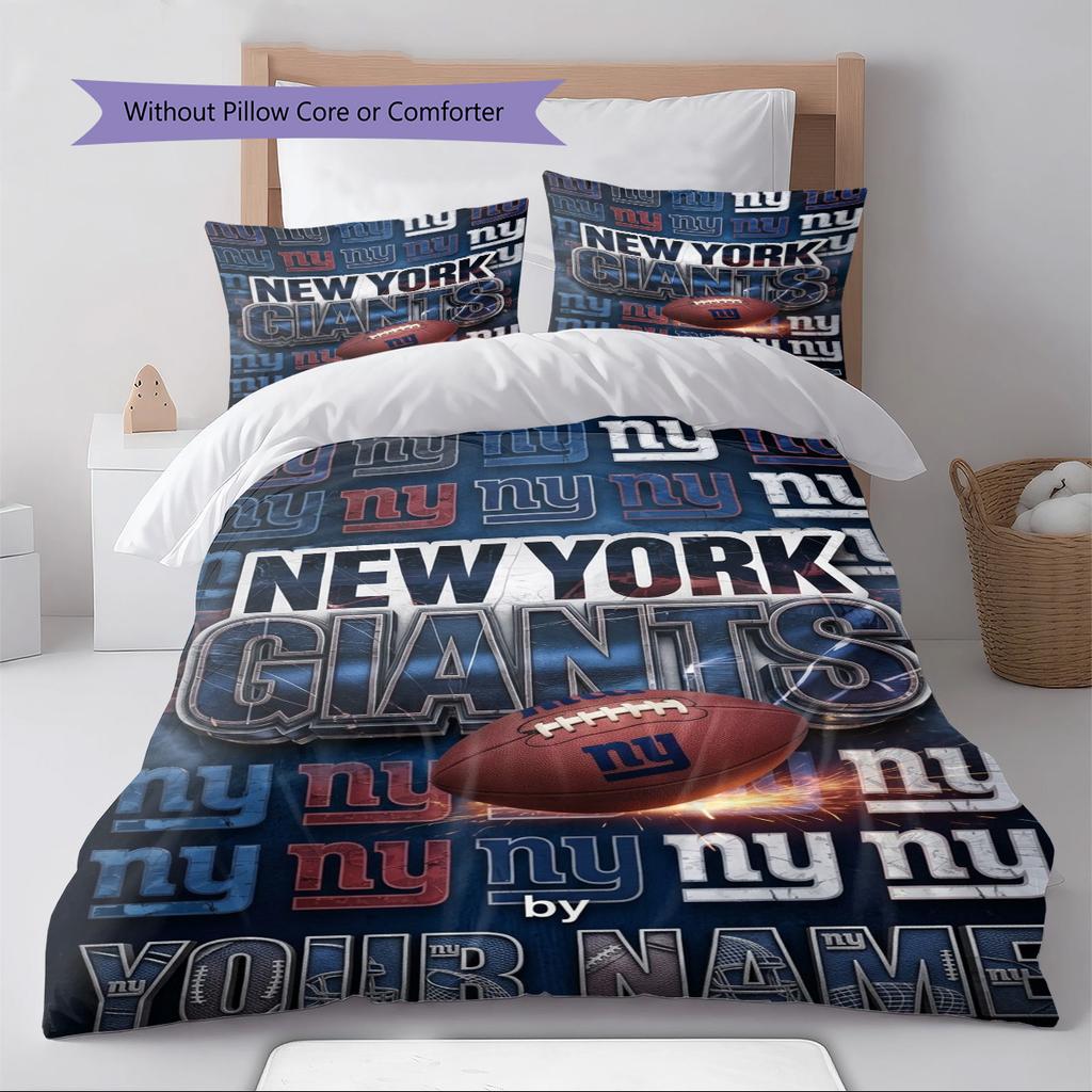 Name Custom New York Giants Pattern Bedding Set Quilt Cover Pillowcase Home Decor Gift (1 * duvet cover + 2 * pillowcase, without core)