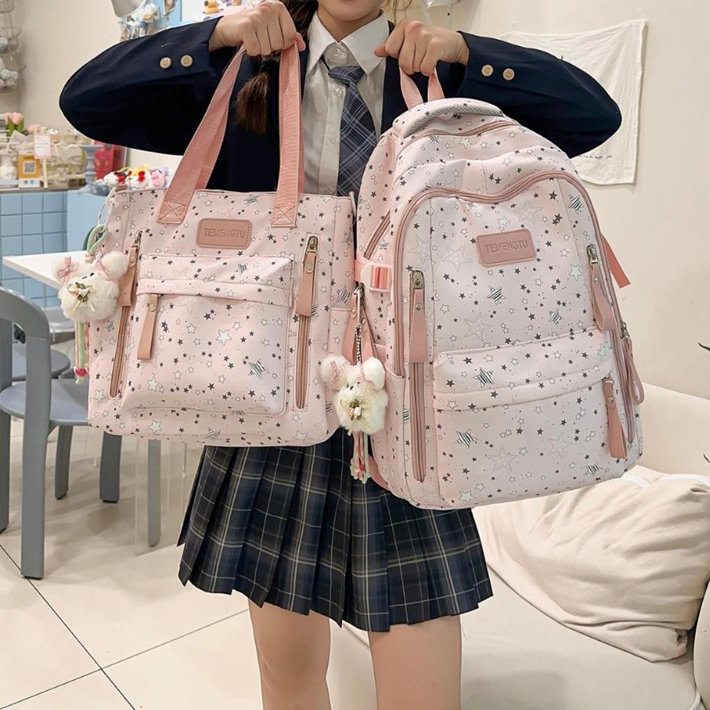 Schoolbag Japanese ins new high-value fresh and sweet star make-up bag women's light travel large-capacity backpack