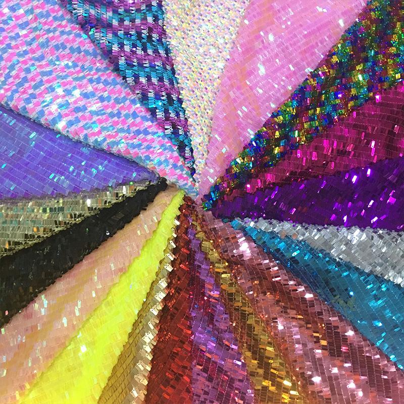 100x130cm Glitter Sparkly Fabric Iridescent Sequin Embroidery Mesh Fabric Stage Costume Party Evening Dress Decor Diy Material