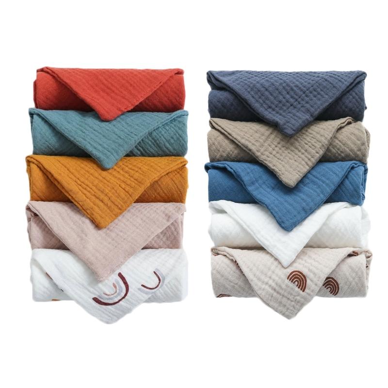 10 Pcs Baby Square Towels Infants Wash Hand Face Towel Handkerchief Feeding Bib Burp Cloth Soft Crepe Muslin Saliva Towel