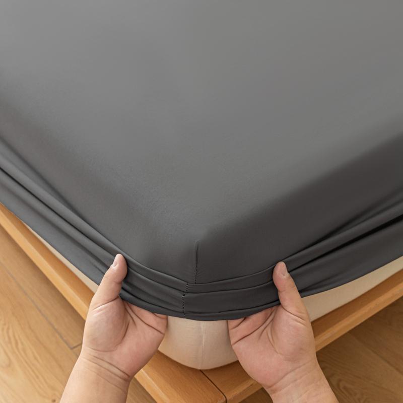 1pc King Queen Size Solid Color Mattress Cover Soft Comfortable Brushed Fitted Sheet Full Coverage Non-Slip Mattress Protector