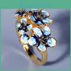 Rings Fashion Exquisite For Women Blue Gold Color Flowers Ring Trendy Fine Jewelry Handmade Enamel Party Ring