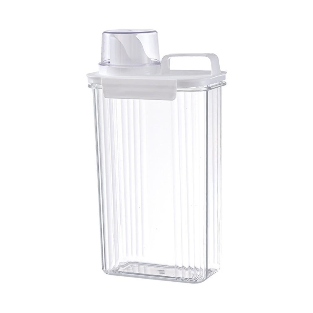 Transparent Laundry Powder Storage Box with Measuring Cup Laundry Room Organization