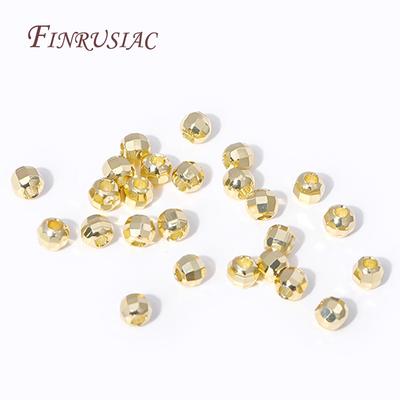 2.5/4mm Round Mirror Spacer Beads 18K Gold Plated Diamond-Cut Metal Beads For DIY Jewelry Supplies, Bulk Jewellery Making Beads