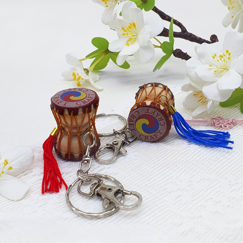 Traditional Leather Janggu Drum Keychain 10-Piece