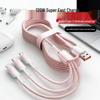 120W Ice Crystal Gradient 3-in-1 Braided Fast Charging Cable for Huawei, Apple, and Android Devices