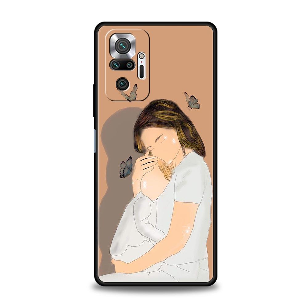 Phone Case For Xiaomi Redmi Note 13 12 5G 9S 9 8 10 11 Pro 9T 13C 12C 10C 9C 9A 7 Pro Soft Silicone Cover Baby Girl Mom Family