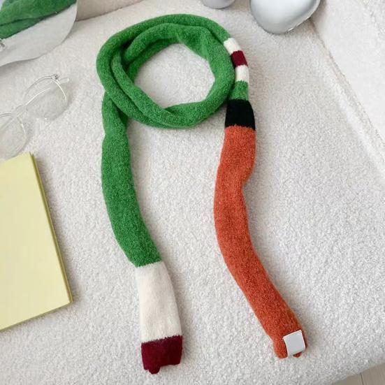 Long Scarf Rainbow Striped Skinny Fuzzy Fluffy Neckerchief Soft Touch Autumn Winter Knitting Scarf Outfit Accessories