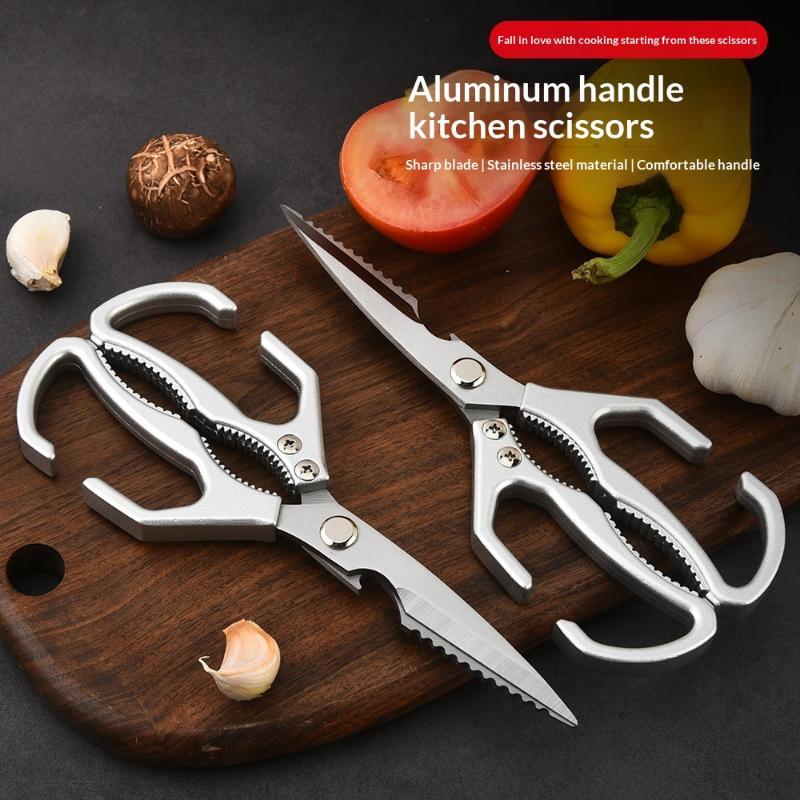 Küchenschere aus Edelstahl Scharfe gezahnte Klingen Ergonomischer Griff zum Schneiden von Fleisch Gemüse Meeresfrüchten