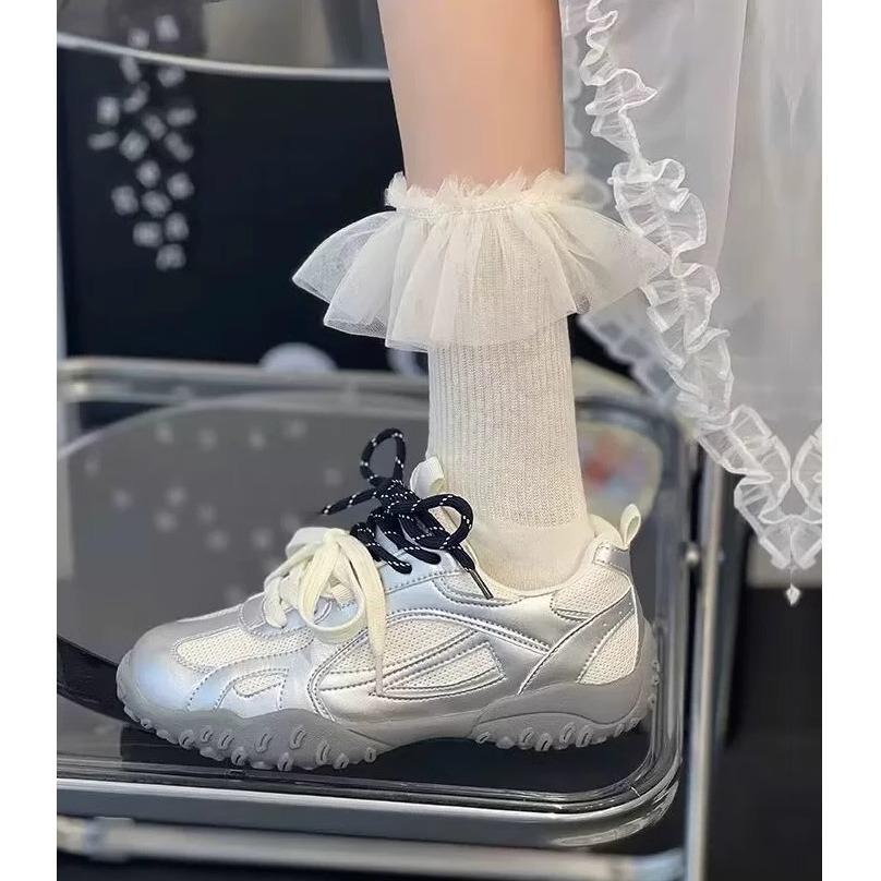 6cm Height Increase, Small Forrest Gump Shoes for Women, Spring and Summer Platform Sports and Leisure Mesh Breathable Leather German Training Shoes 