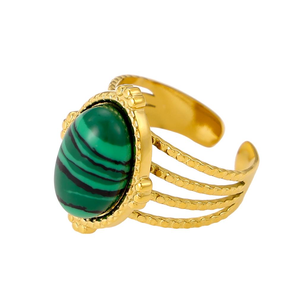 CARLIDANA Exquisite Colorful Rings Gold Plated Open Rings Stainless Steel Natural Red Turquoise Stones for Women Jewelry
