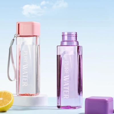 Prosta kwadratowa butelka na wodę personalizowana 500ml przenośny kreatywny kubek przenośny szczelny żaroodporny plastikowa butelka sportowa