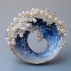 Luxury Premium Freshwater Pearl Brooch Wave Pin Enamel Badge Wave Brooch