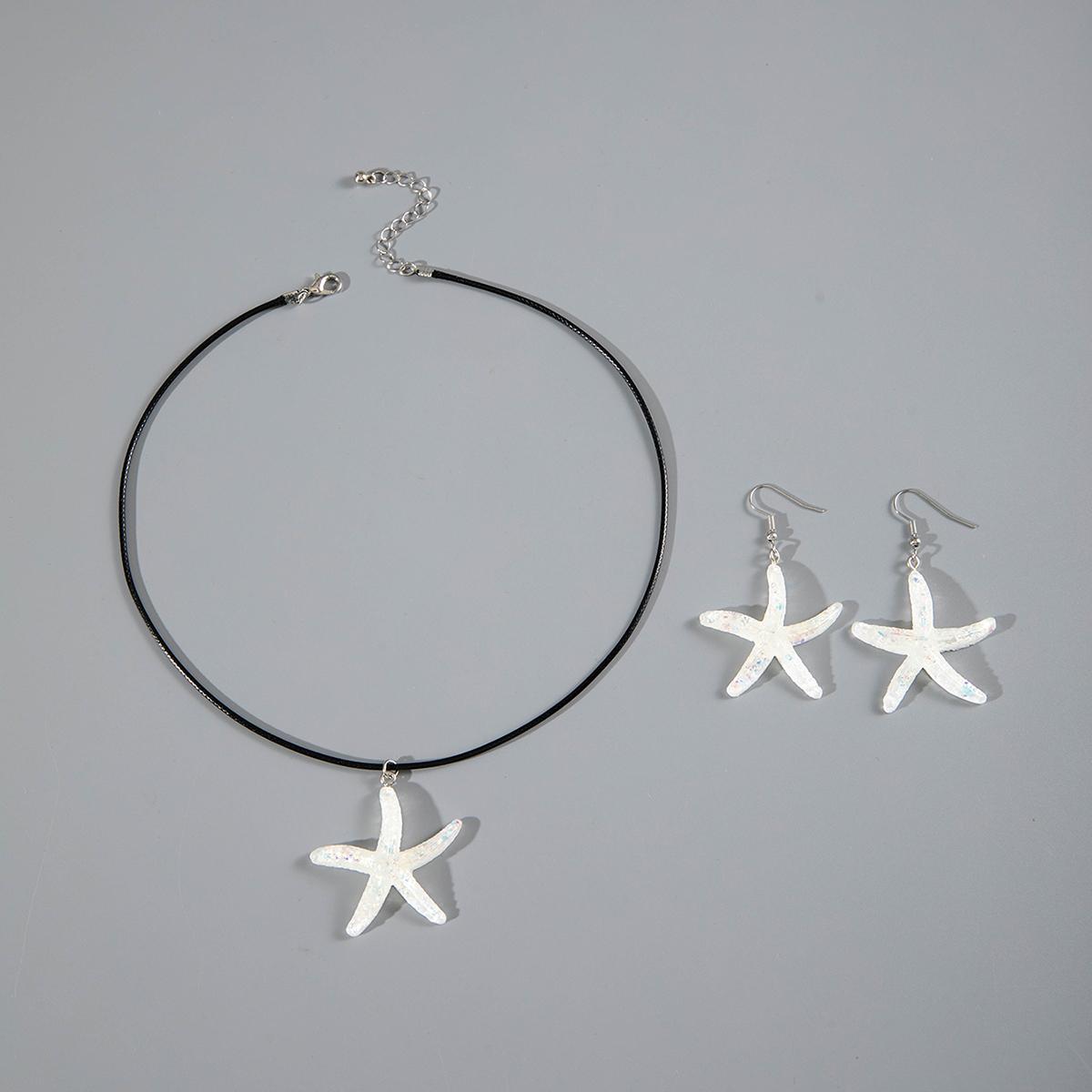 

3 шт. Летнее ожерелье с подвеской в виде морской звезды цвета допамина и серьги-гвоздики для женщин и девочек, милый крутой пляжный комплект бижутерии