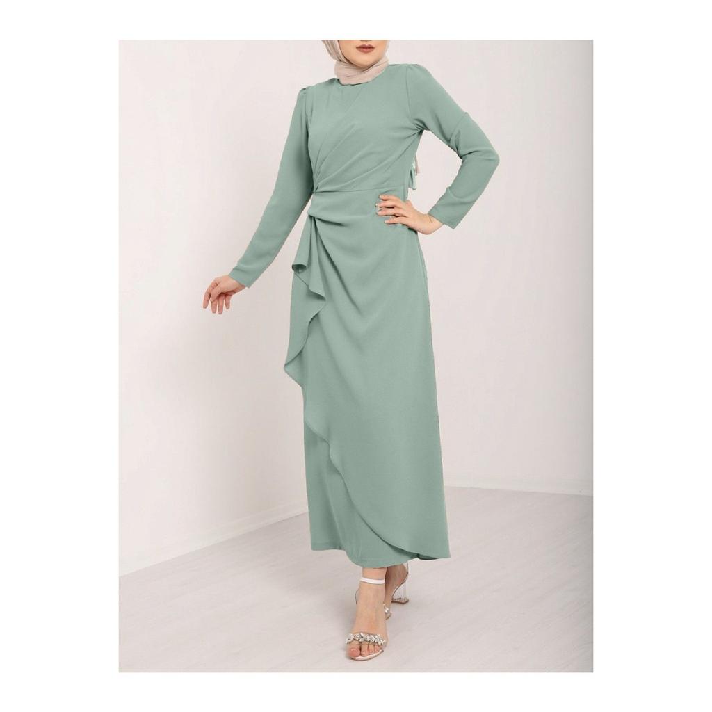 Asymmetrical Crepe Dress With Aller Front And Skirt