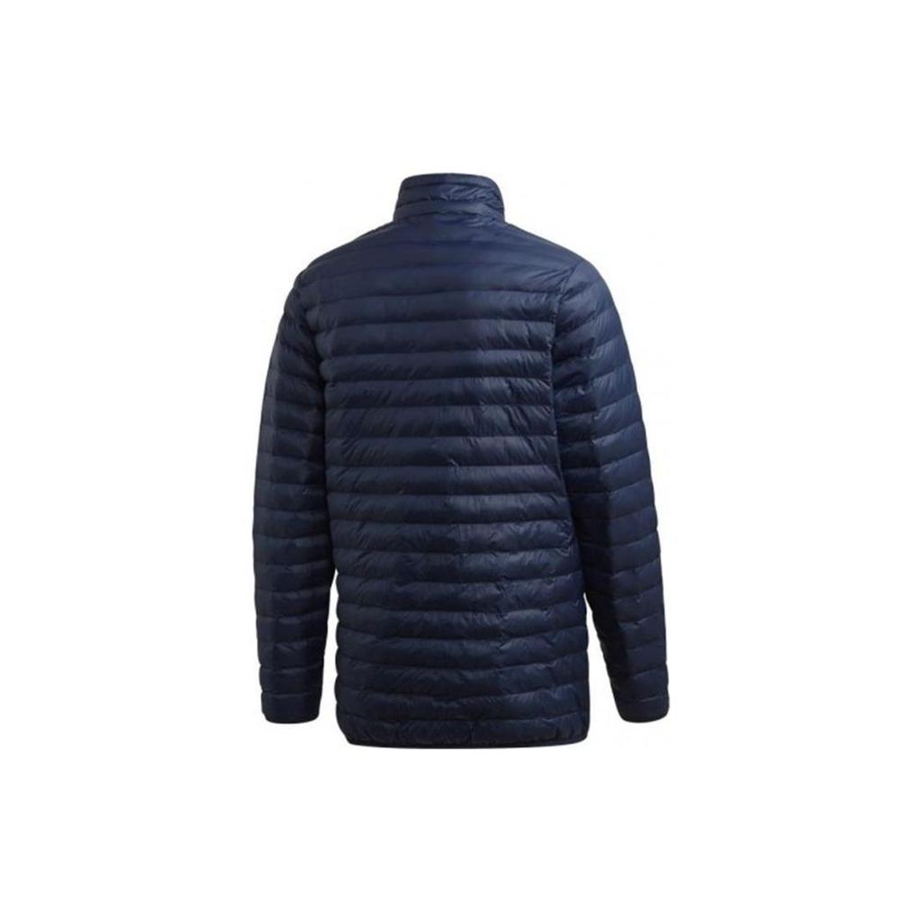 Adidas Color Block Logo Print Stand Collar Quilted Cotton Jacket Men Jacket Navy-Blue EH5624