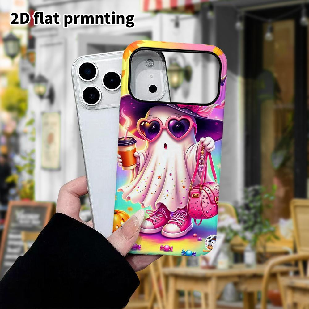 Phone Case: 2D Flat Design Suitable for iPhone 18, 17, 16, 15, 14, 13 Pro Film Protective Case, Couple Style, Trendy Cool Ghost, Christmas and Hallowe