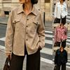 Women Loose Casual Faux Suede Lapel Button Pocket Autumn Winter Jacket