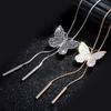 Retro Crystalline Butterfly Pendant Long Necklaces For Women All Match Sweater Chain Christmas Giveaway GiftsVintage Pendant