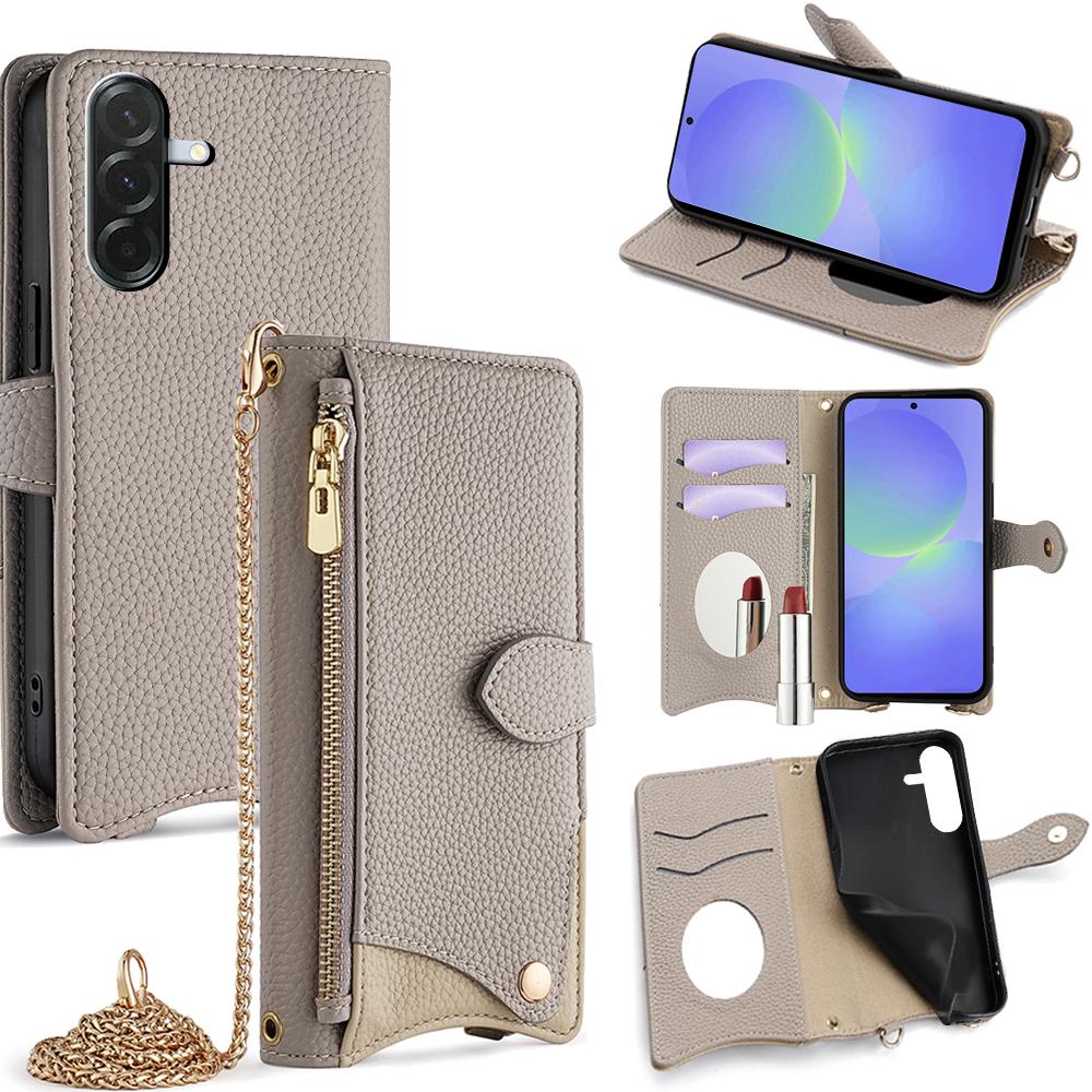 For Samsung Galaxy A36 5G Leather Case Wallet Stand Cover Irregular Tail Style with Chain Strap