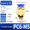 Pneumatic Quick Coupler: 4/6/8mm PC Male Air Hose Connector, Metric Coarse Thread M5/M6/02