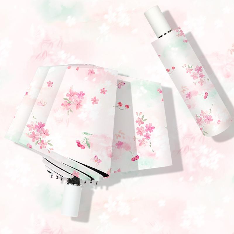 Automatic umbrella sunscreen UV protection sun umbrella parasol folding umbrella small fresh vinyl weather and rain umbrella