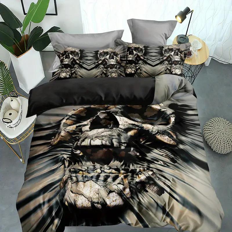 3D Digital Printed Quilt Set Three-Piece Skull Rose Series Quilt Set Spring New Product Can Be Duvetcover
