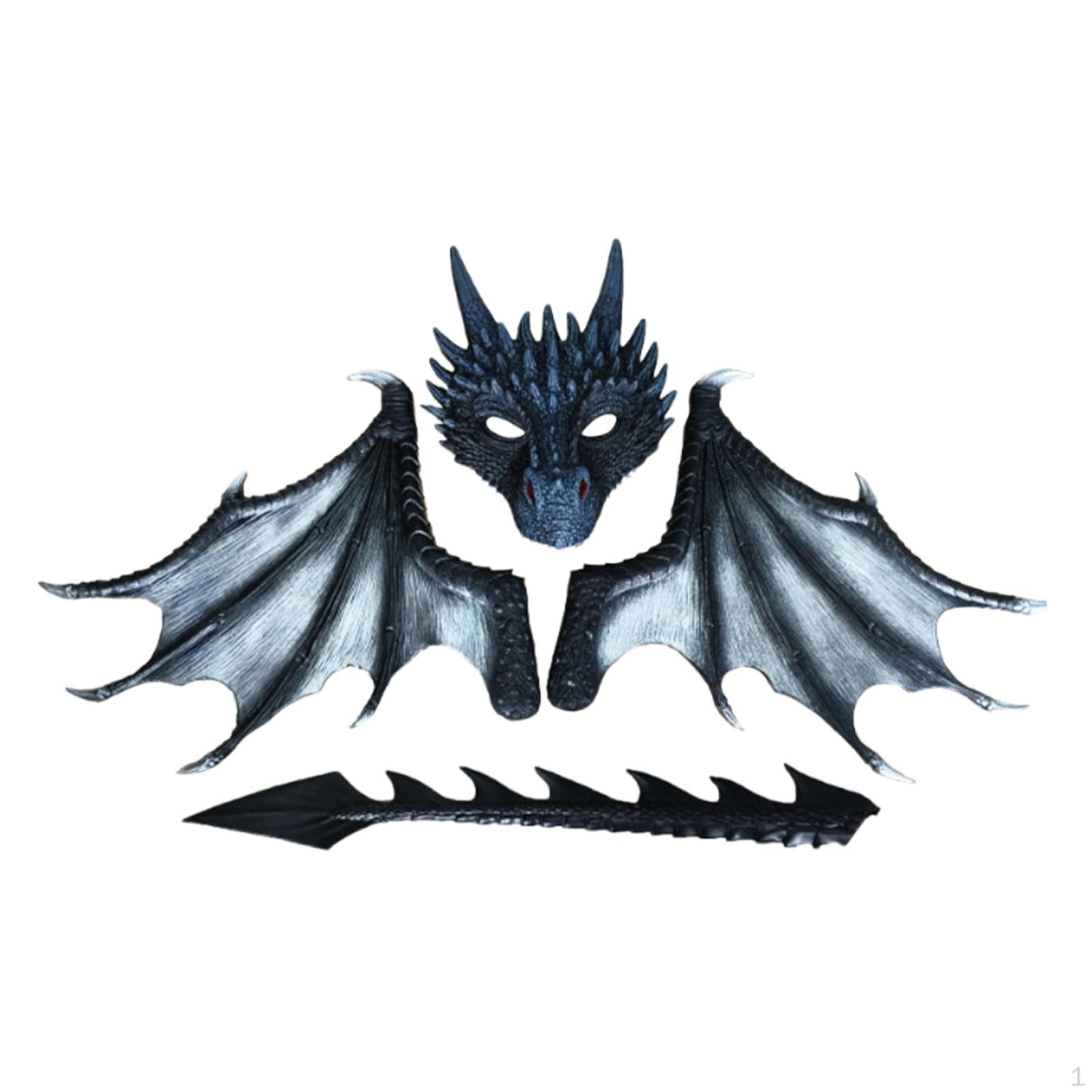 

Детский костюм дракона с хвостом для Хэллоуина чёрный