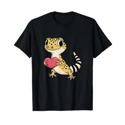 Leopard Gecko Animal Valentine Lovers Reptile T Shirt Vintage Stylish Stretched Designer Clothes Unisex Comfortable