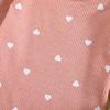 Girls' Heart Print Waffle Romper Set: Long Sleeve Romper, Long Pants & Headband.