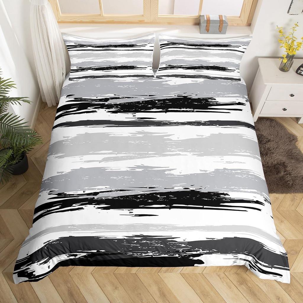 Abstract Geometric Duvet Cover Modern Striped Bedding Set Oil Painting Comforter Cover Minimalist Simple Watercolor Bedclothes