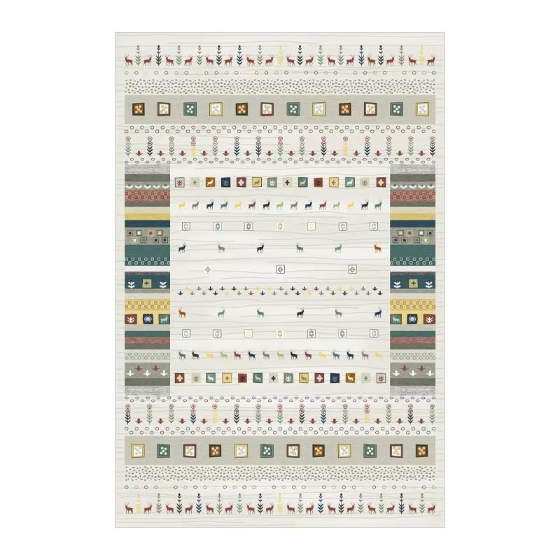 Bohemian Style Living Room Carpet Colorful Stripes Bedroom Rugs Easy Care Luxury Decorative Rugs Washable Large Size Carpets