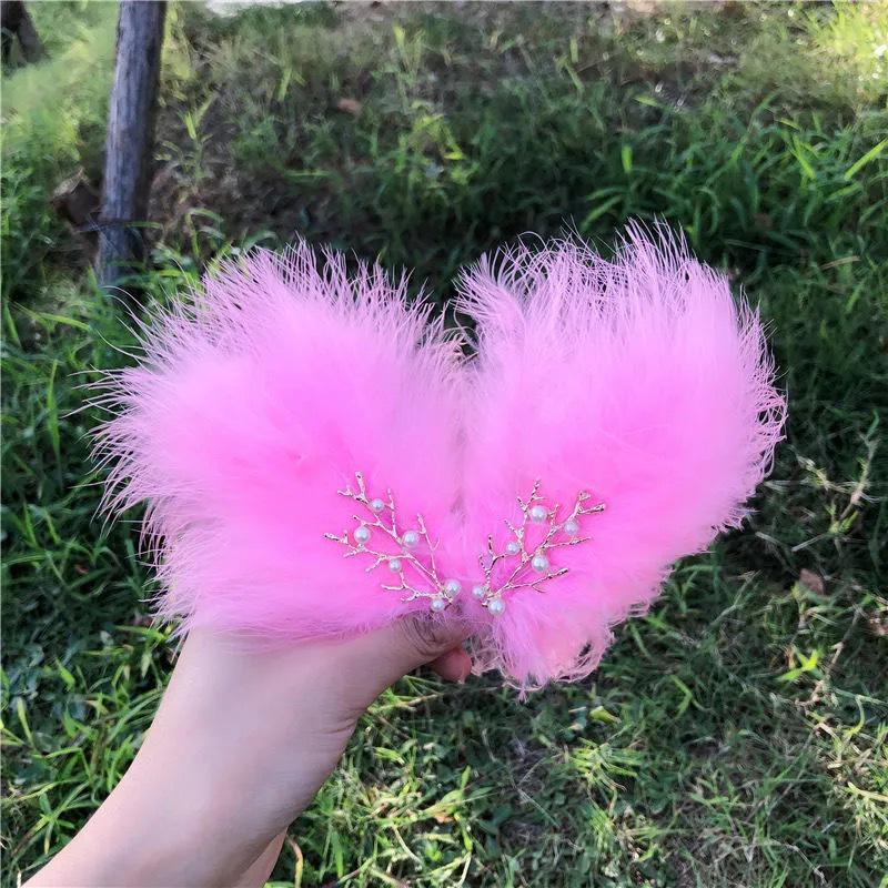Feather Headdress Hair Clip - Cute Fairy Fur Hanfu Accessory for Girls