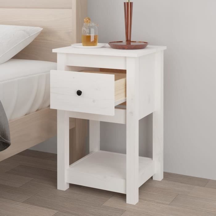 VidaXL Bedside Table White 40x35x61.5 Cm Solid Pine Wood 821731