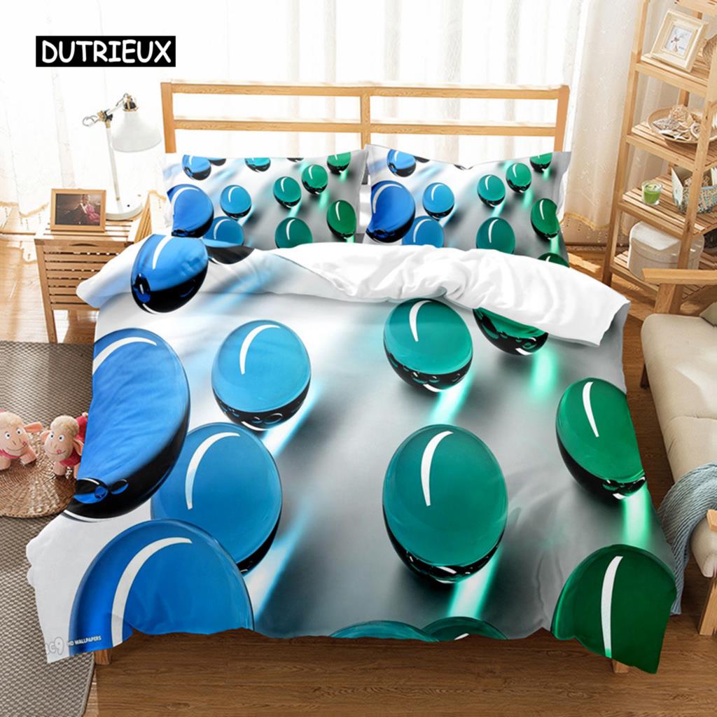 Glass Ball Duvet Cover Set Microfiber Colored Transparent Marbles Bedding Set Childhood Toys for Kid Teen Queen King Quilt Cover