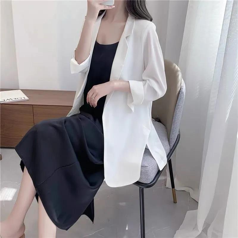 

Women Black Lightweight Open Front Blazer S білий