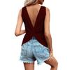 Women Summer Casual Solid Color Backless Knot Vest Top