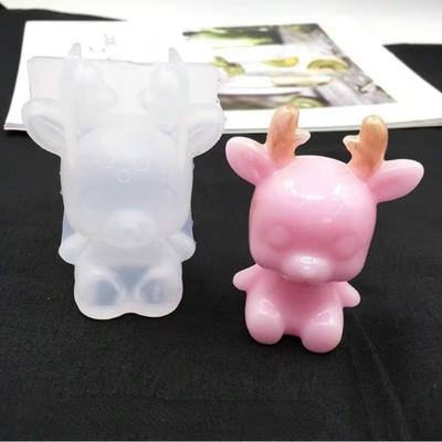 3D Christmas Stereoscopic Deer Animal Silicone Mold Crystal Drop Glue Fondant Cake Decorating Resin Silicone Casting Mold