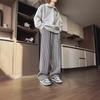 American Retro Black Vertical Striped Oversized Casual Wide-Leg Pants