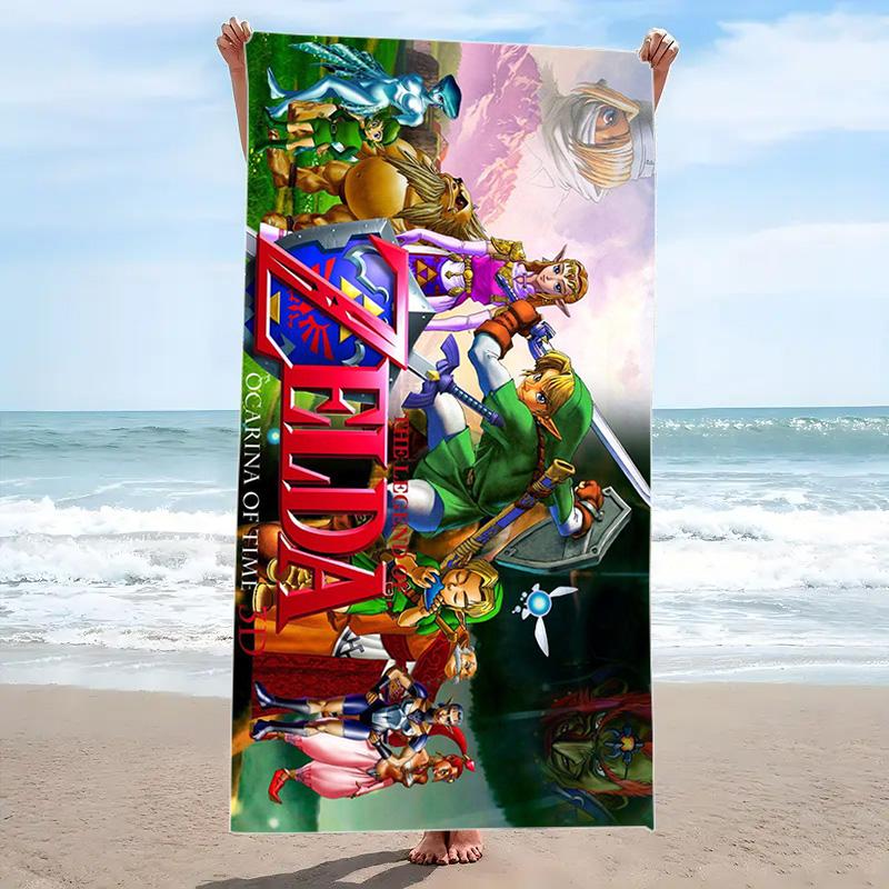 Game Legend of Zelda Print Beach Towel, Large Soft Quick Dry Towel for Beach Camping Swimming