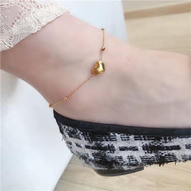 2023 New Classic Heart-Shaped Gold color Stainless Steel Anklets For Woman Korean Fashion Beach Party Girl's Sexy Access