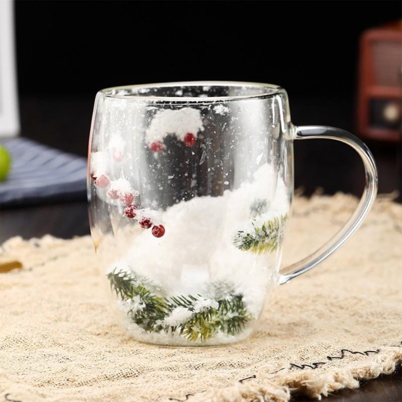 Christmas milk coffee star  cup double-layer insulated high boron glass Christmas cup