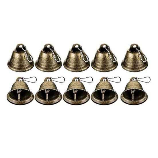 Small Bell Christmas Ornaments Vintage Brass Jingle Bells with Hook for Hanging Wind Chimes Making Home Wedding Christmas Party Decoration
