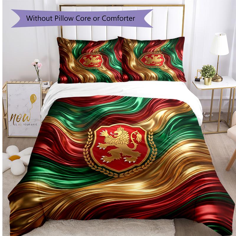 Set Biancheria da Letto Stampata Calcio Ungheria 3 Pezzi Copriletto Traspirante Accogliente come Regalo per Inaugurazione Casa o Festa