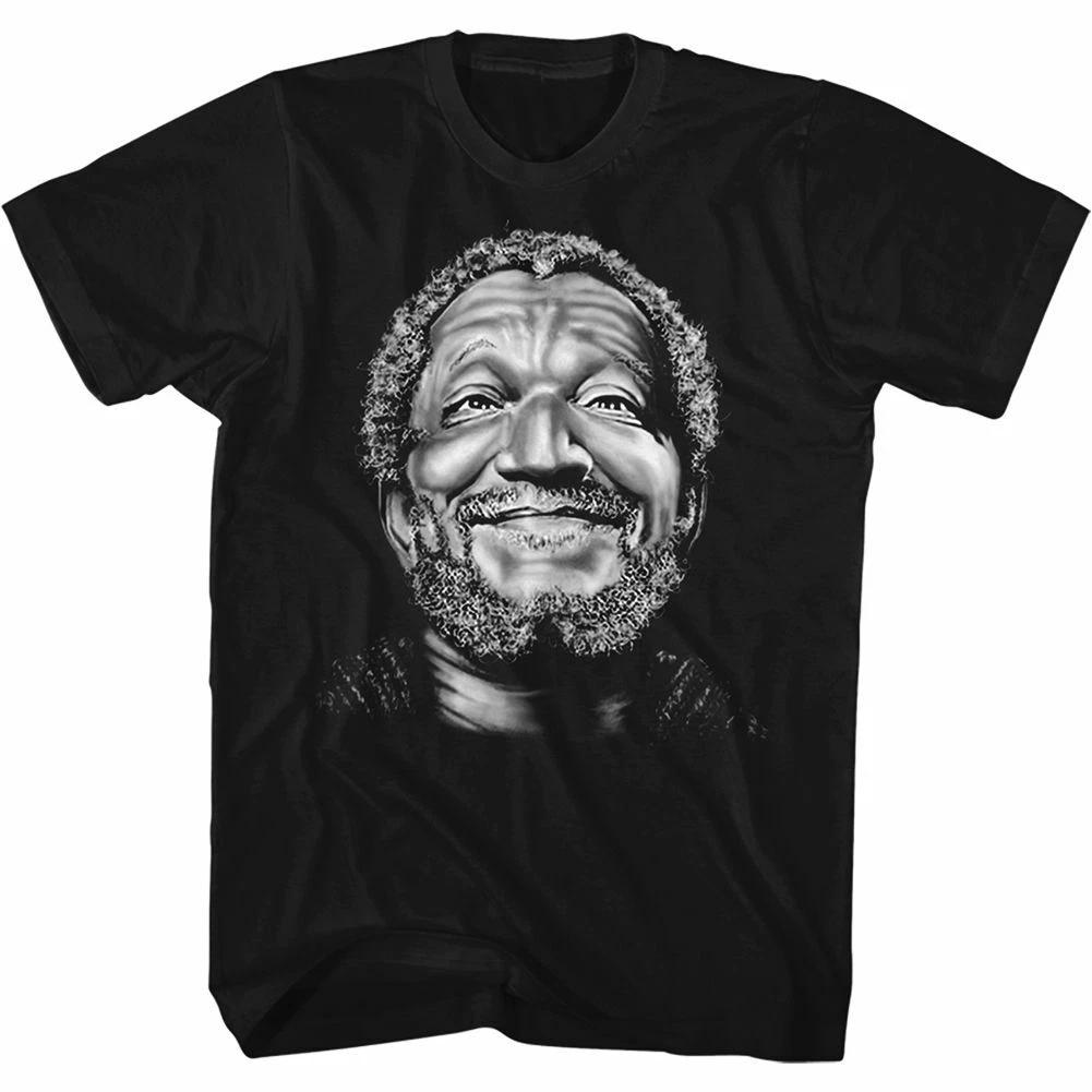 Sanford and Son Happy Fred Big Face 100% Cotton T-shirt Mens Tees Top Black 2XL