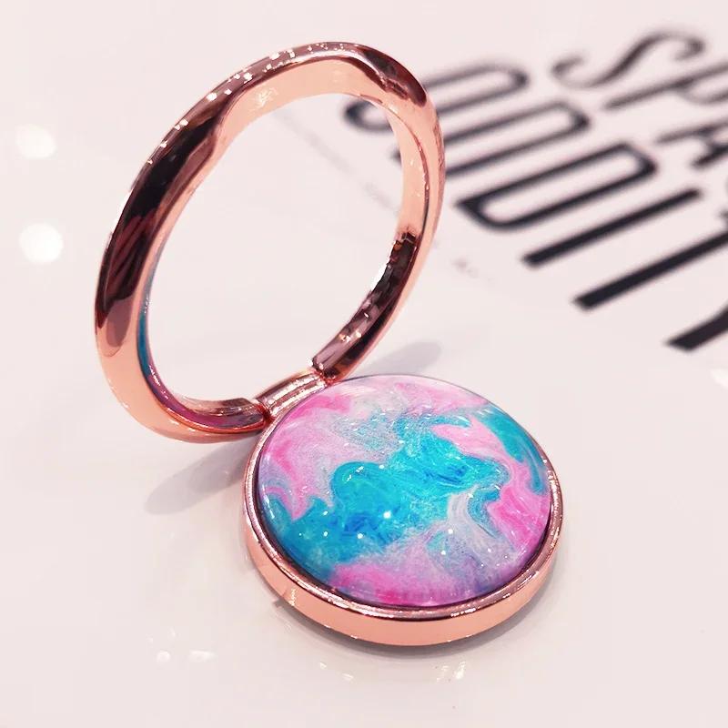 

Marbling Mobile Phone Holder For iPhone X 8 7 11 12 Pro 360 Degree Rose Gold Metal Finger Phone Stand For Samsung Phone Bracket