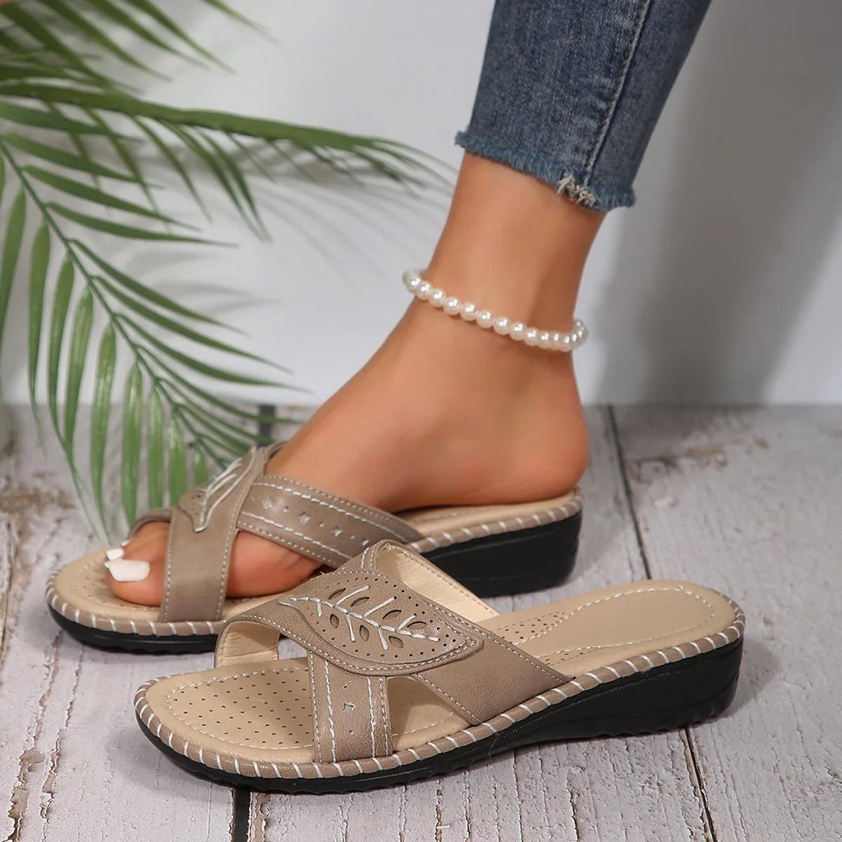 

модная женская обувь летние римские сандалии тапочки на танкетке туфли с открытым носком пляжные повседневные удобные туфли на плоской подошве женские сандалии на платформе 39 хаки