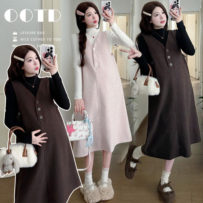 Maternity Wool Vest Dress Set - Autumn/Winter 2025 L