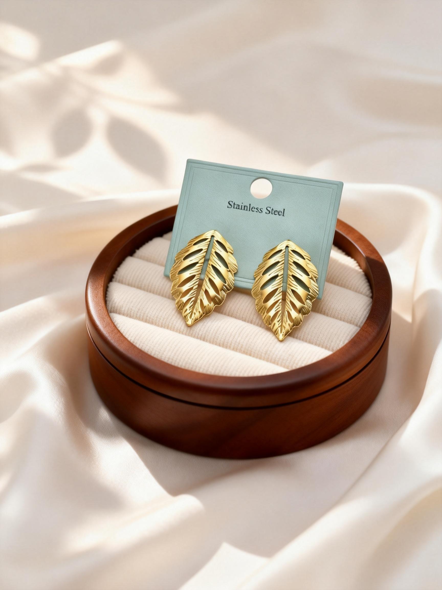 

Vintage Hollow Leaf Charms Pendant Earrings for Women Stainless Steel Exquisite Leaves Stud Earrings Daily Accessories Gift