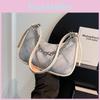 Textured Chain Small Shoulder Bag Women's Denim Armpit Bag 2023